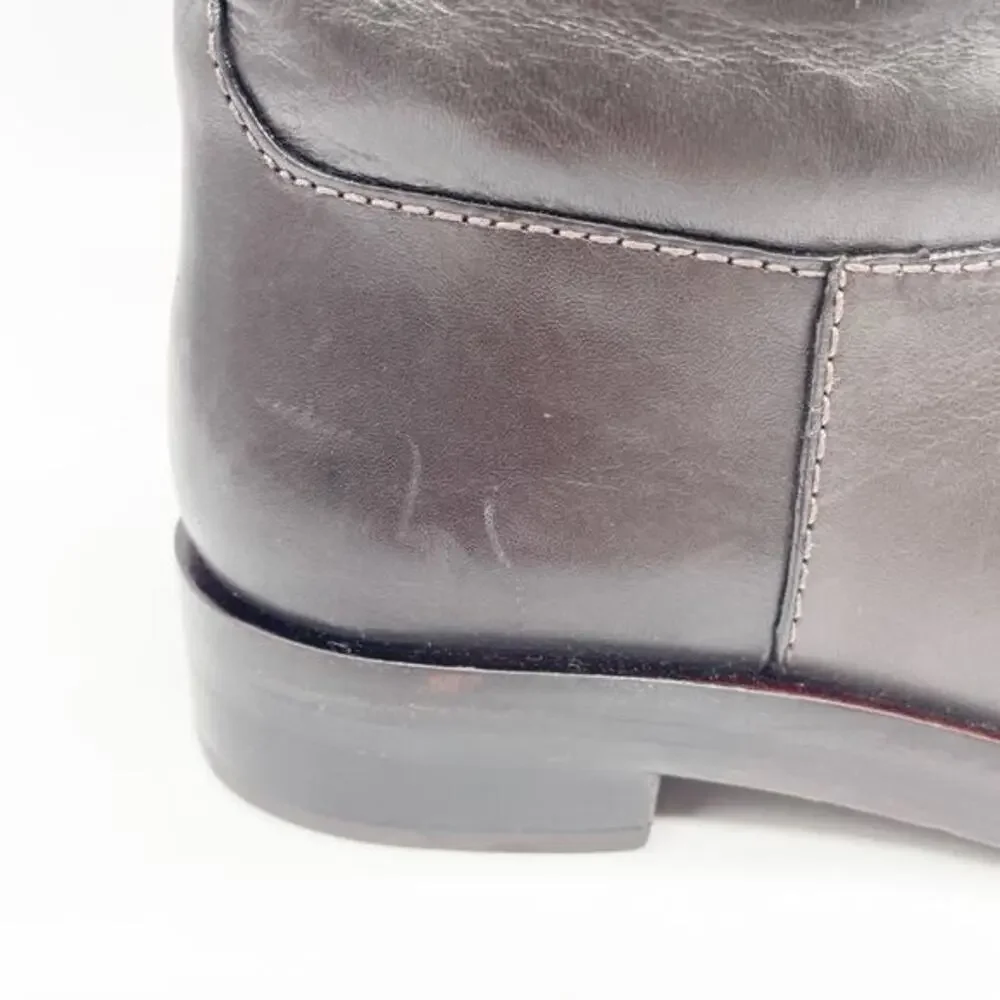 Tory Burch‎ Women's The Riding Boot Logo Embossed Coconut Brown Size 6M